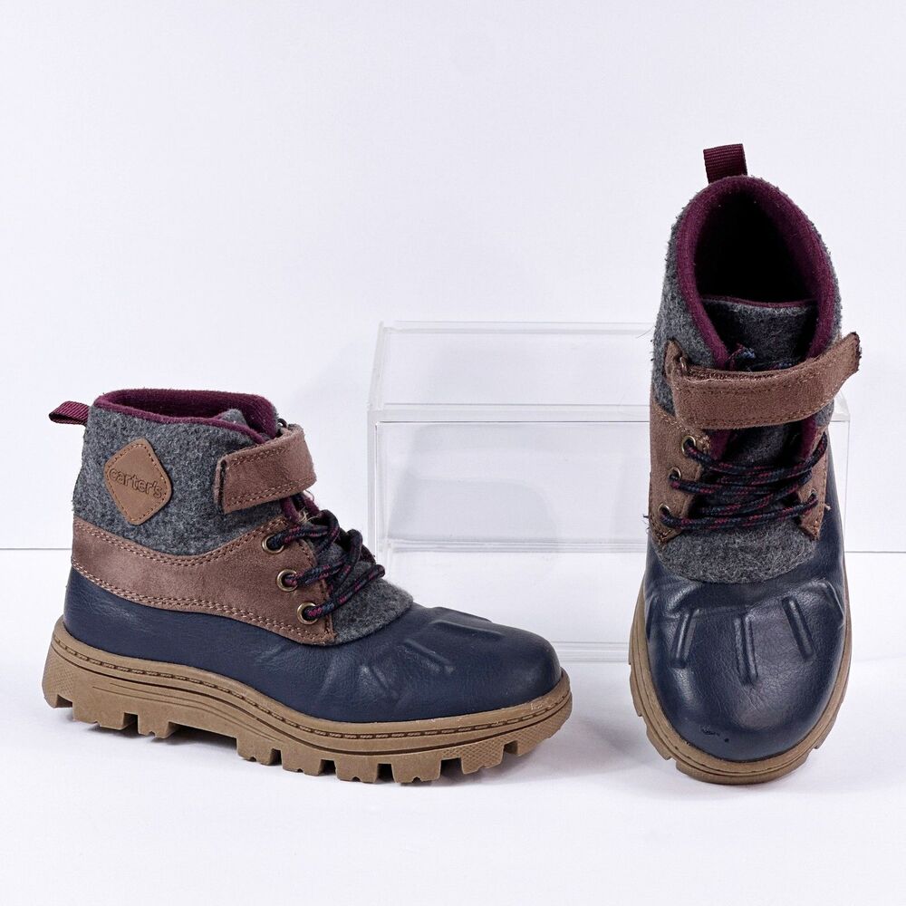Carter's Boots Shoes Youth Size 13M Navy Brown Gray Waterproof Duck Winter Kids